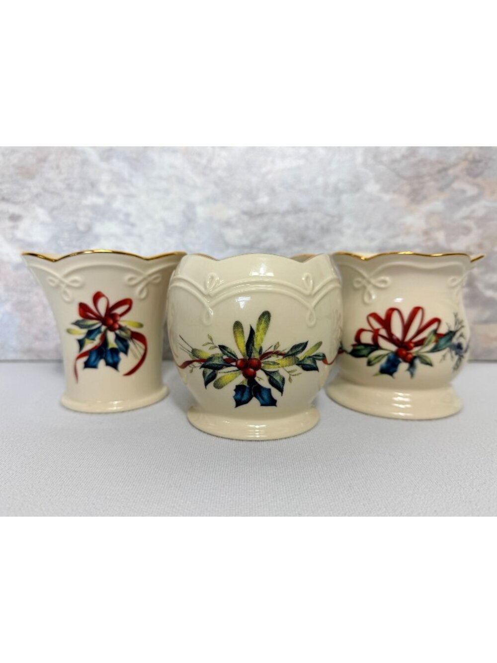 Set of 3 Lenox Winter Greetings Votive Candleholders